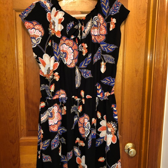 Lauren Conrad Black Orange & Blue Floral Dress. - Picture 3 of 3